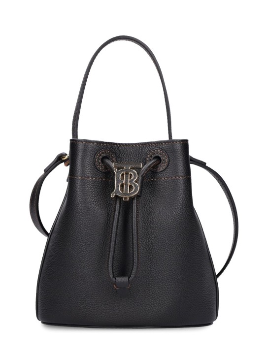 Burberry: Mini leather bucket bag - Black - women_0 | Luisa Via Roma