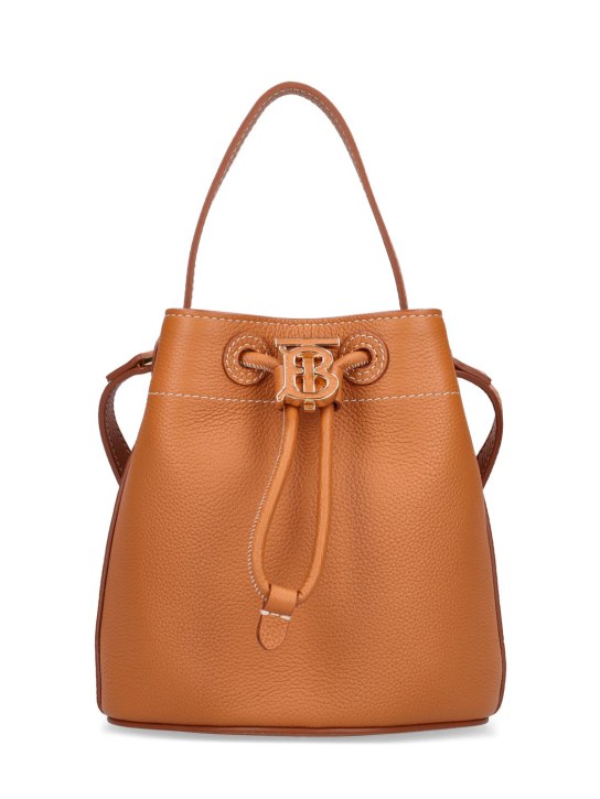 Burberry: Mini leather bucket bag - Warm russet brown - women_0 | Luisa Via Roma