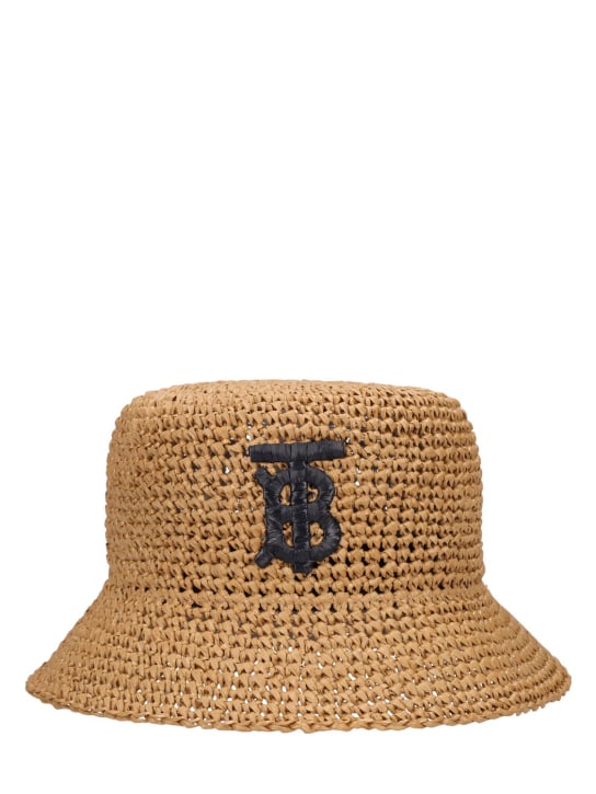 Burberry: Crochet bucket hat - Beige/Black - women_0 | Luisa Via Roma