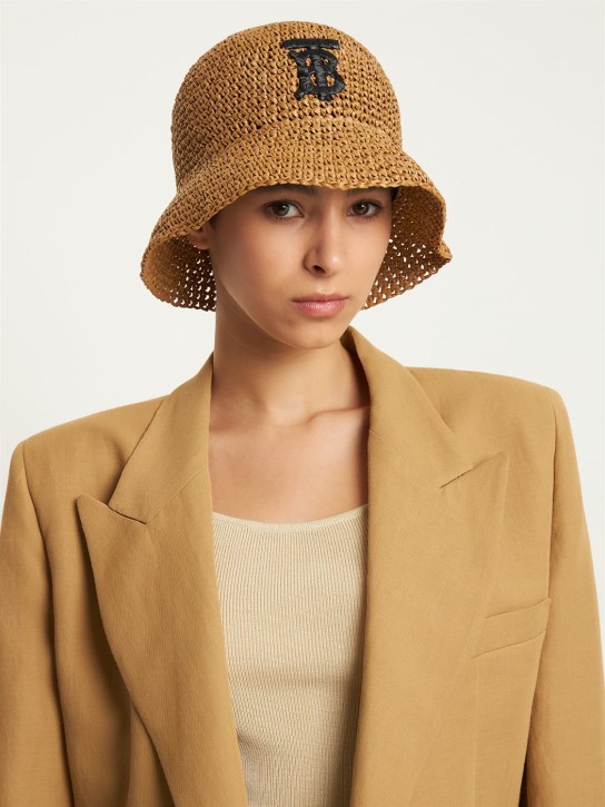 Burberry: Crochet bucket hat - Beige/Black - women_1 | Luisa Via Roma