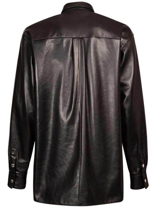 Balmain: Sobrecamisa de piel con bolsillo - Negro - men_1 | Luisa Via Roma