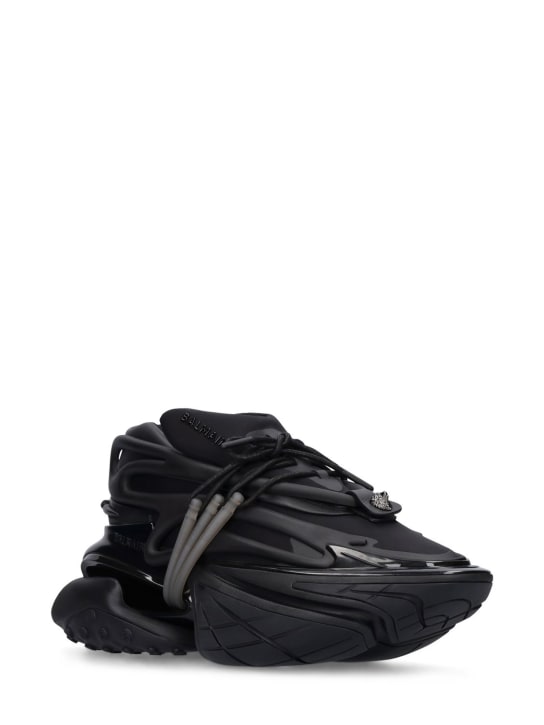 Balmain: Unicorn neoprene & calfskin sneakers - men_3 | Luisa Via Roma