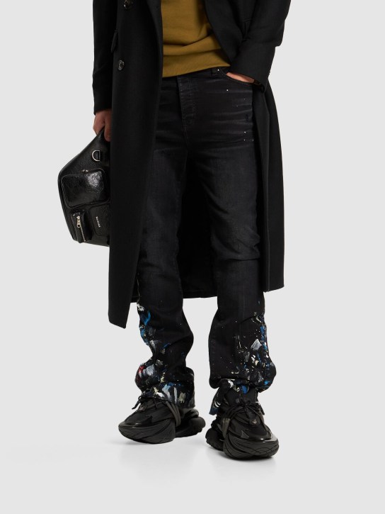 Balmain: Unicorn neoprene & calfskin sneakers - men_1 | Luisa Via Roma