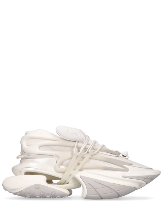 Balmain: Sneakers Unicorn de neopreno y piel 30mm - Blanco - women_0 | Luisa Via Roma