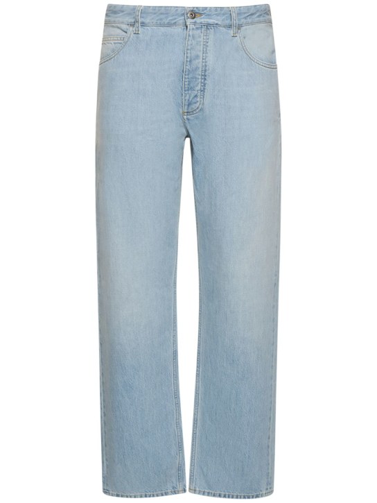 Bottega Veneta: Straight cotton denim jeans - Light Bleach - men_0 | Luisa Via Roma