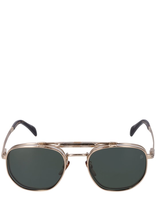DB Eyewear by David Beckham: DB squared metal clip-on sunglasses - Gold/Green - men_0 | Luisa Via Roma