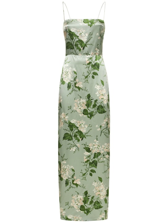 Reformation: Frankie printed silk satin long dress - Green/Multi - women_0 | Luisa Via Roma