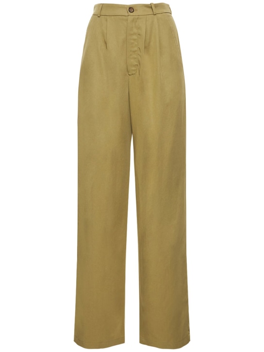 Reformation: Pantalon large à plis taille haute Mason - Vert - women_0 | Luisa Via Roma