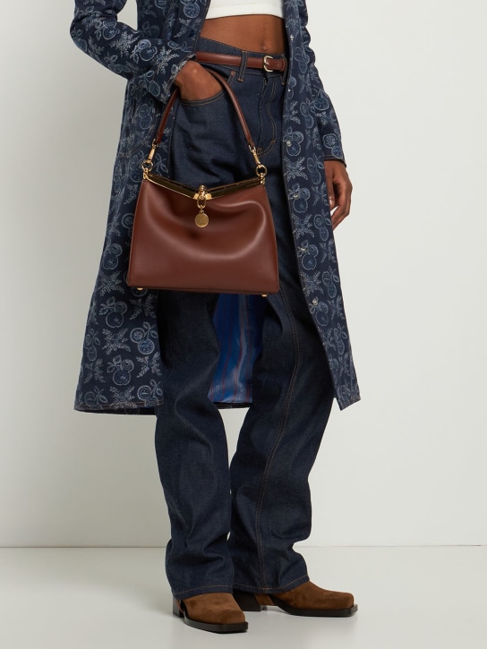 Etro: Medium Vela leather shoulder bag - Brown - women_1 | Luisa Via Roma
