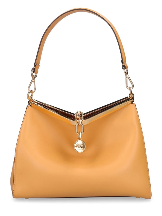 Etro: Medium Vela leather shoulder bag - Ocher - women_0 | Luisa Via Roma
