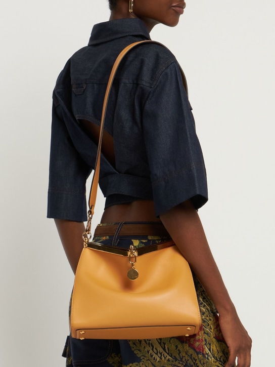 Etro: Medium Vela leather shoulder bag - Ocher - women_1 | Luisa Via Roma