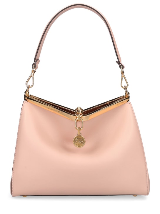 Etro: Medium Vela leather shoulder bag - Pink - women_0 | Luisa Via Roma