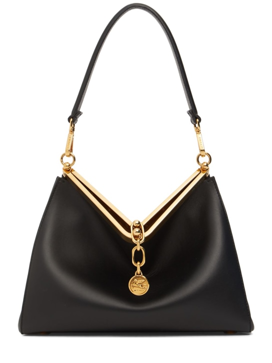 Etro: Large Vela leather shoulder bag - Black - women_0 | Luisa Via Roma