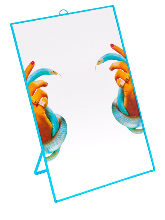 Seletti: Miroir avec cadre en plastique Snake Hands - Argent - ecraft_1 | Luisa Via Roma