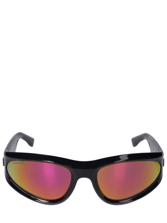 Dsquared2: D2 Wraparound mask sunglasses - Schwarz/Pink - women_0 | Luisa Via Roma
