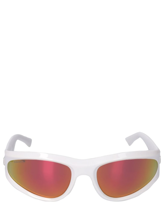 Dsquared2: D2 Wraparound mask sunglasses - White/Orange - men_0 | Luisa Via Roma