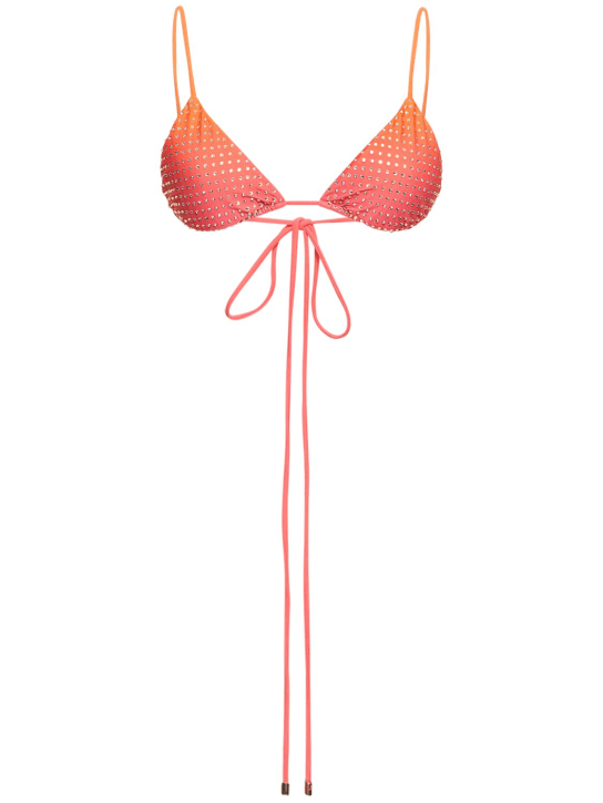 Self-portrait: Orange hotfix triangle bikini top - Orange/Multi - women_0 | Luisa Via Roma