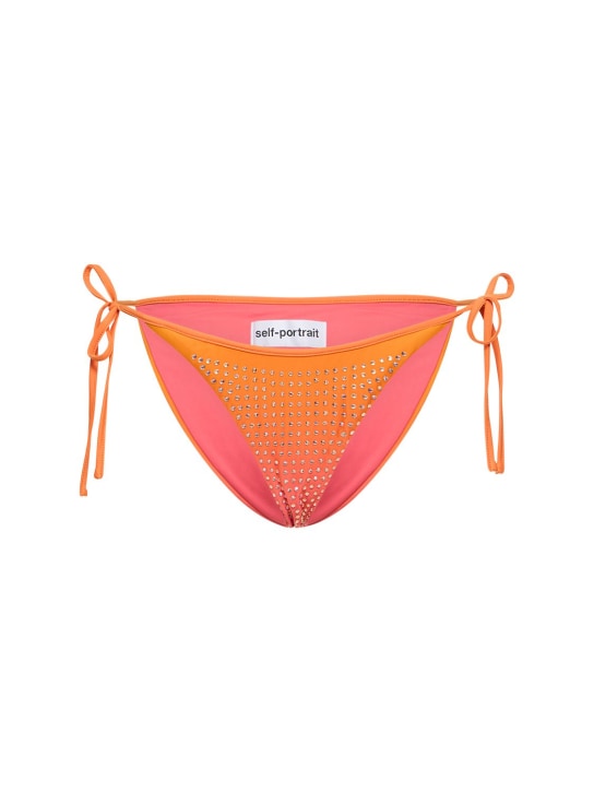 Self-portrait: Orange hotfix tie side bikini briefs - Pink/Multi - women_0 | Luisa Via Roma