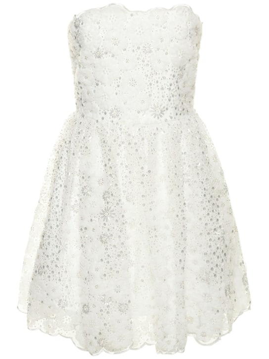 Self-portrait: White beaded sequin bandeau mini dress - White - women_0 | Luisa Via Roma