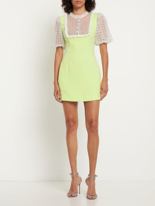 Self-portrait: Lime crepe mini dress - women_1 | Luisa Via Roma