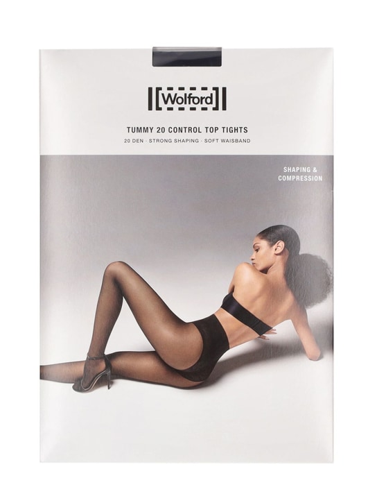 Wolford: Tummy 20 shaping translucent stockings - Black - women_0 | Luisa Via Roma