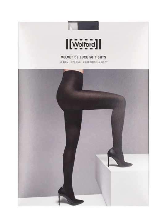 Wolford: Velvet De Luxe 50 mat stockings - Black - women_0 | Luisa Via Roma