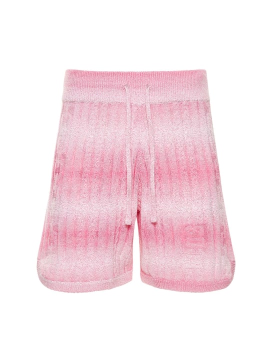 GCDS: Braids degradé knitted shorts - Pink/Multi - men_0 | Luisa Via Roma