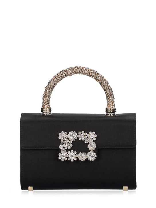 Roger Vivier: Mini flower jewel envelope bag - Black - women_0 | Luisa Via Roma
