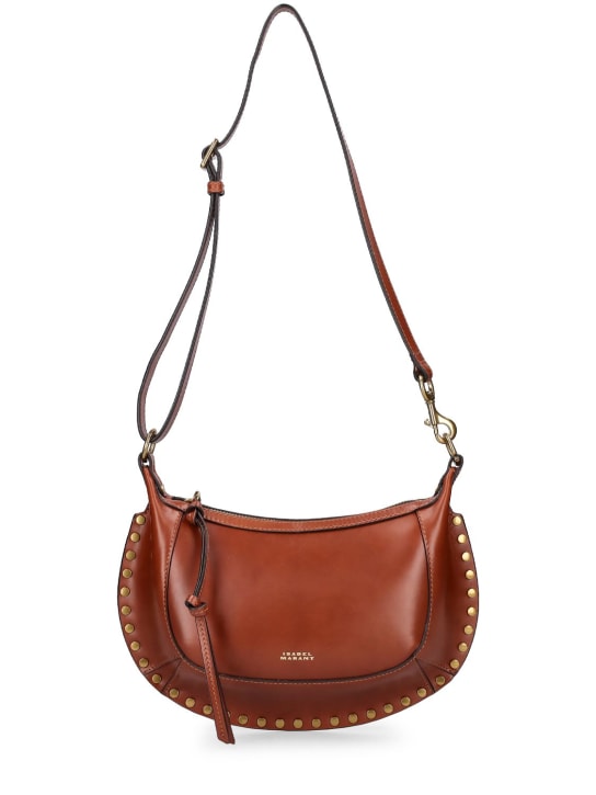 Isabel Marant: Oskan Moon leather shoulder bag - Cognac - women_0 | Luisa Via Roma