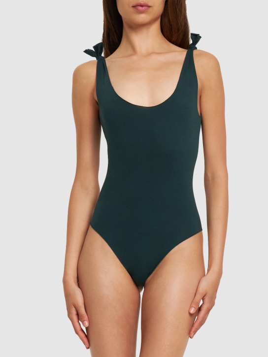 Isole & Vulcani: Seamless jersey one piece swimsuit - Dark Green - women_1 | Luisa Via Roma