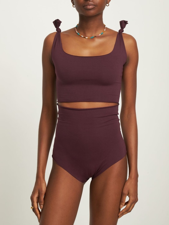 Isole & Vulcani: Seamless cotton jersey bikini - Dark Purple - women_1 | Luisa Via Roma