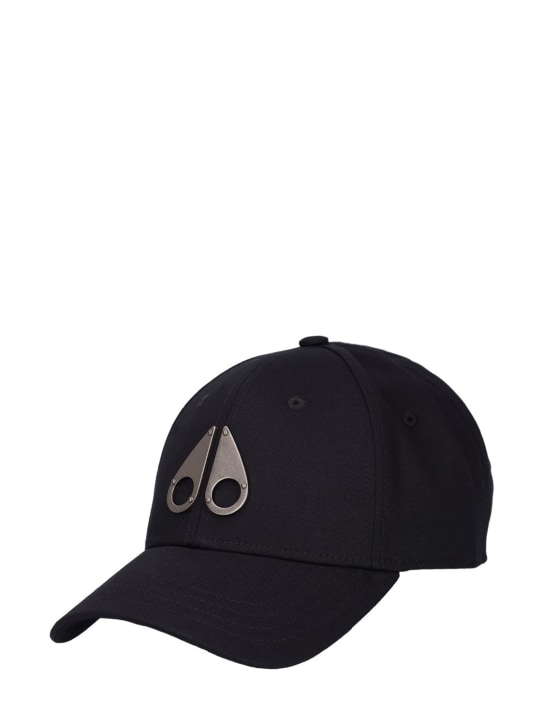 Moose Knuckles: Logo cotton baseball cap - Black - men_1 | Luisa Via Roma