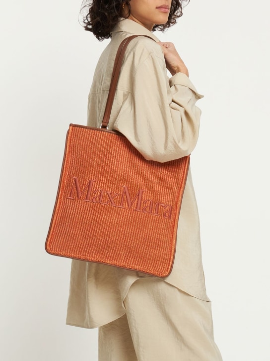Max Mara: Easybag raffia effect tote bag - women_1 | Luisa Via Roma