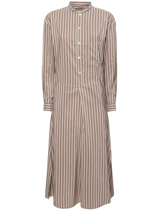 Gusset collar cotton & silk midi dress - Thumbnail 1