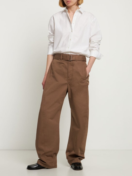 Lemaire: Pantalon torsadé en coton avec ceinture - women_1 | Luisa Via Roma