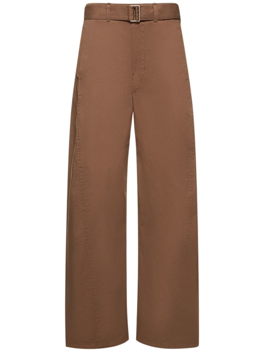Lemaire: Belted cotton twisted pants - women_0 | Luisa Via Roma