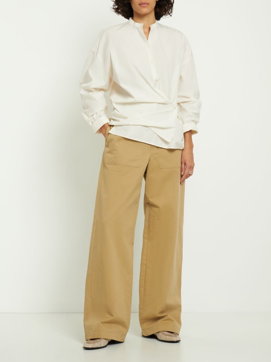 Lemaire: Officer collar twisted cotton shirt - White - women_1 | Luisa Via Roma