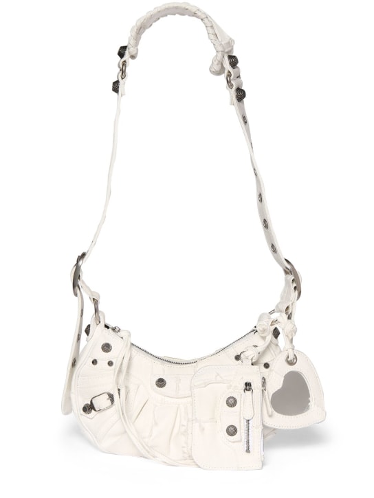 Balenciaga: XS Le Cagole denim shoulder bag - Optic White - women_0 | Luisa Via Roma
