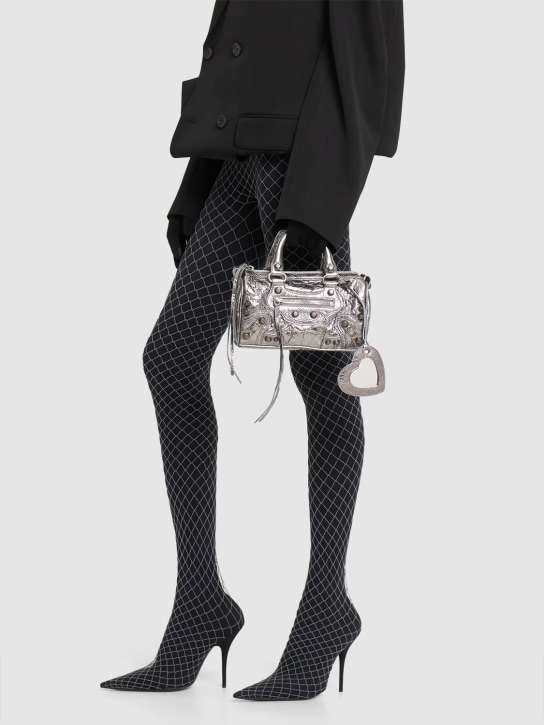 Balenciaga: Mini Le Cagole leather duffle bag - Gümüş - women_1 | Luisa Via Roma