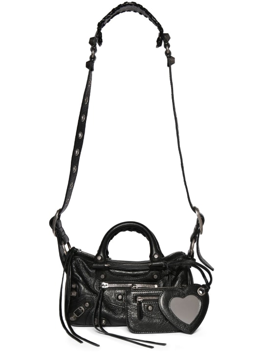 Balenciaga: Mini Le Cagole leather duffle bag - Siyah - women_0 | Luisa Via Roma
