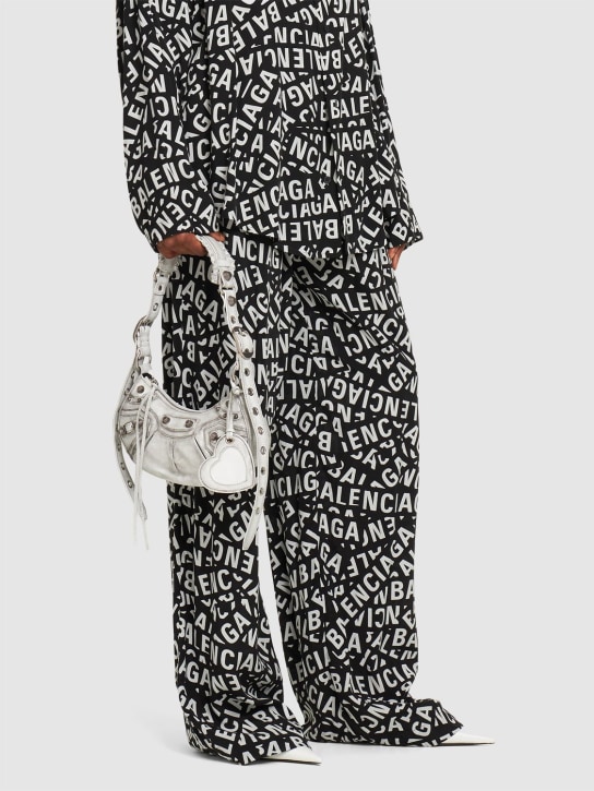 Balenciaga: XS Schultertasche aus Leder "Le Cagole" - Optisches Weiß - women_1 | Luisa Via Roma