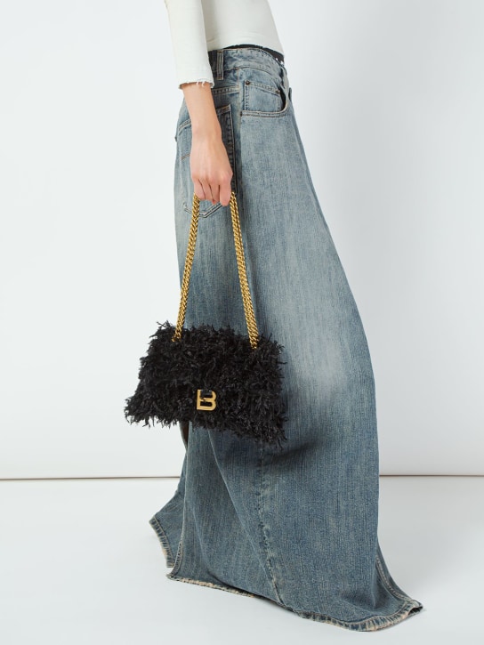 Balenciaga: Small Crush faux leather shoulder bag - Siyah - women_1 | Luisa Via Roma