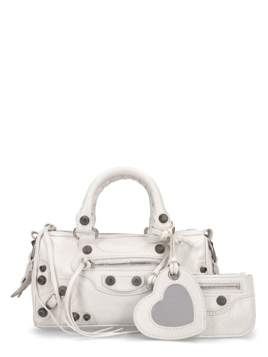 Balenciaga: Mini Le Cagole leather duffle bag - Optisches Weiß - women_0 | Luisa Via Roma
