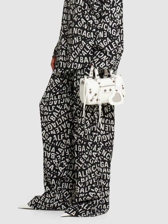 Balenciaga: Mini Le Cagole leather duffle bag - Optic White - women_1 | Luisa Via Roma