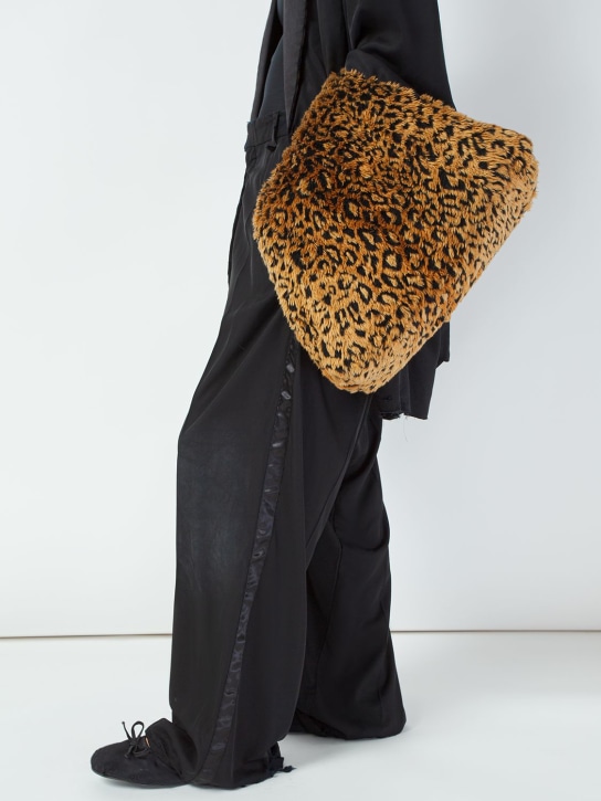 Balenciaga: Medium faux fur puffer bag - Brown - women_1 | Luisa Via Roma