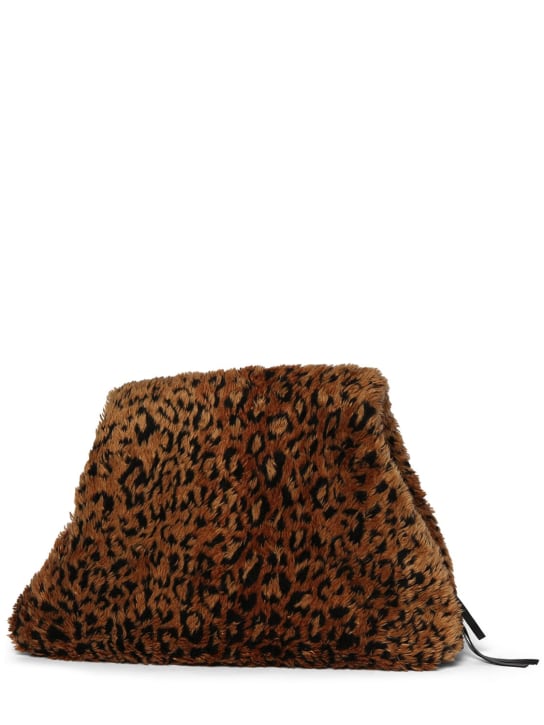 Balenciaga: Medium faux fur puffer bag - Kahverengi - women_0 | Luisa Via Roma