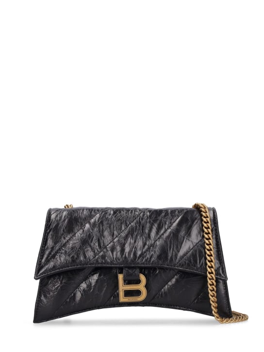 Balenciaga: Crush quilted leather chain wallet - Black - women_0 | Luisa Via Roma