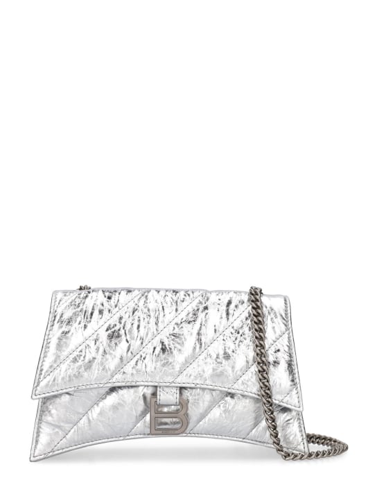 Balenciaga: Crush XS quilted leather shoulder bag - Silver - women_0 | Luisa Via Roma