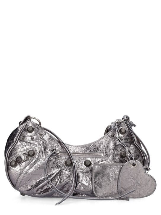 Balenciaga: Small Le Cagole leather shoulder bag - Silber - women_0 | Luisa Via Roma