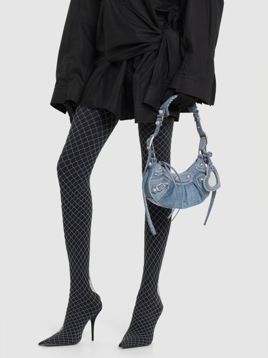Balenciaga: XS Le Cagole denim shoulder bag - 블루 - women_1 | Luisa Via Roma